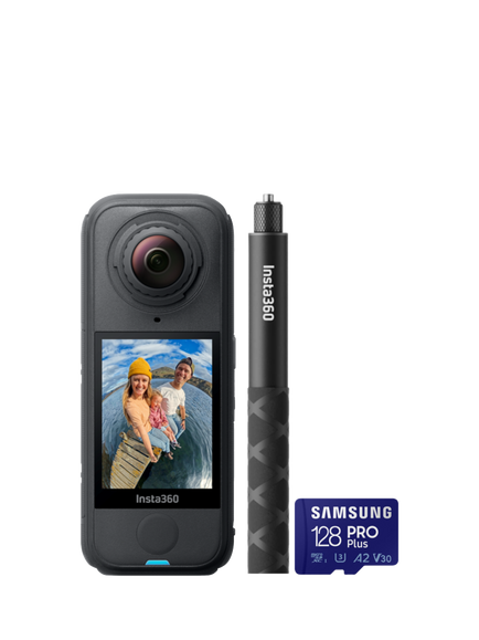 Іnѕtа360 X4 Air Action Camera, 8K, 29MP, 360° Recording, Bundle with Invisible Selfie Stick & 128GB Memory Card, Black, Black
