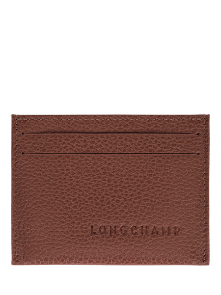 Longchamp Le Foulonné Leather Card Holder, Coffee