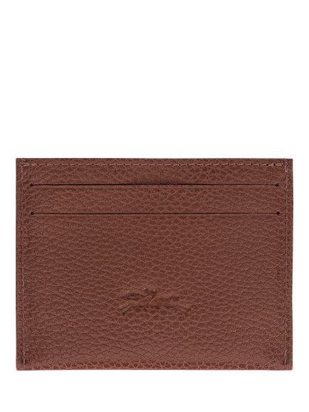 Longchamp Le Foulonné Leather Card Holder - view 2, Coffee
