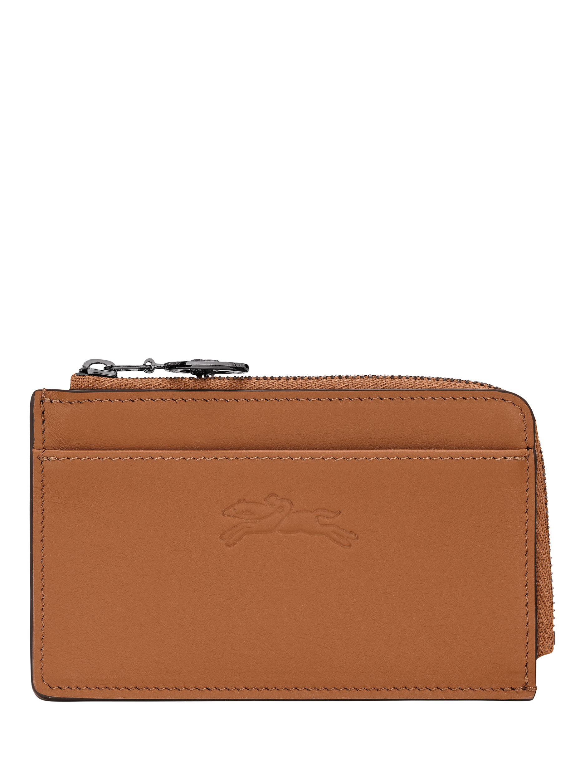 Product image 1 of 2, which shows Longchamp Pliage Leather Card Holder, Cashew