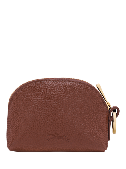 Longchamp Foulonne Leather Coin Purse - view 2, Coffee