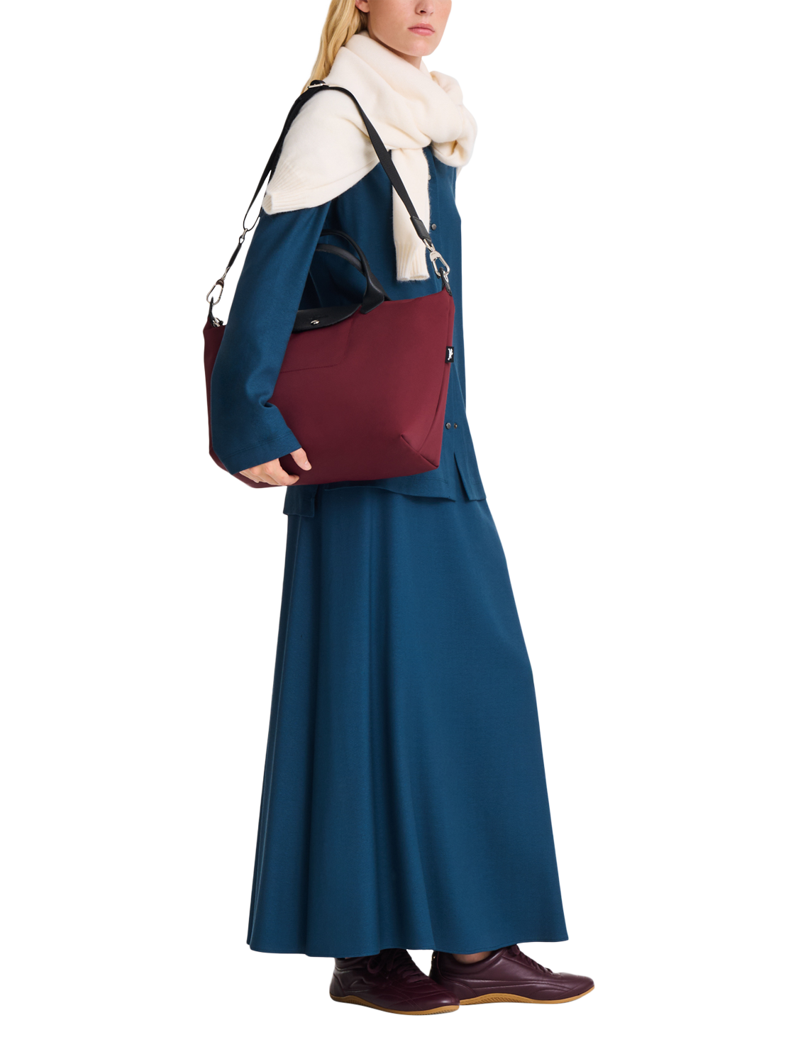 Product image 2 of 5, which shows Longchamp Le Pliage Energy Medium Top Handle Bag, Burgundy