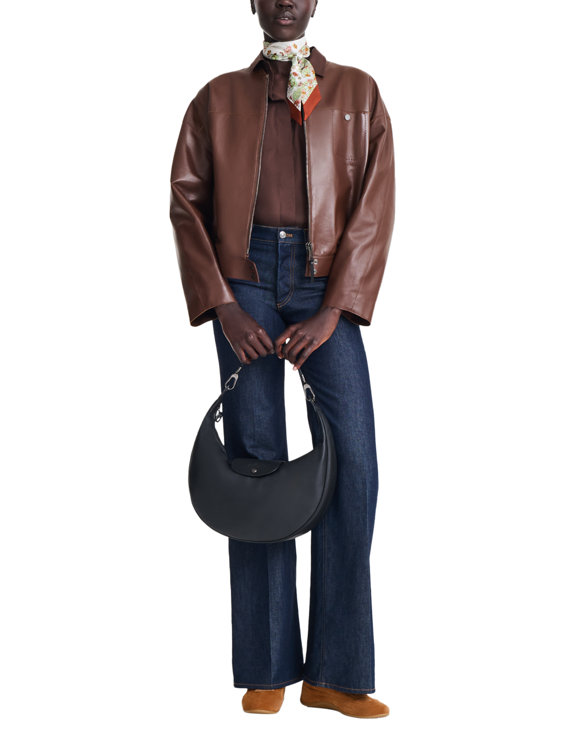 Product image 2 of 6, which shows Longchamp Le Pliage Xtra Leather Shoulder Bag, Black