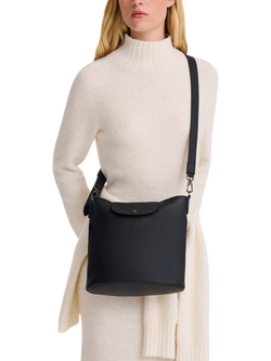 Longchamp Le Pliage Xtra Leather Bucket Bag, Black - view 2, Black