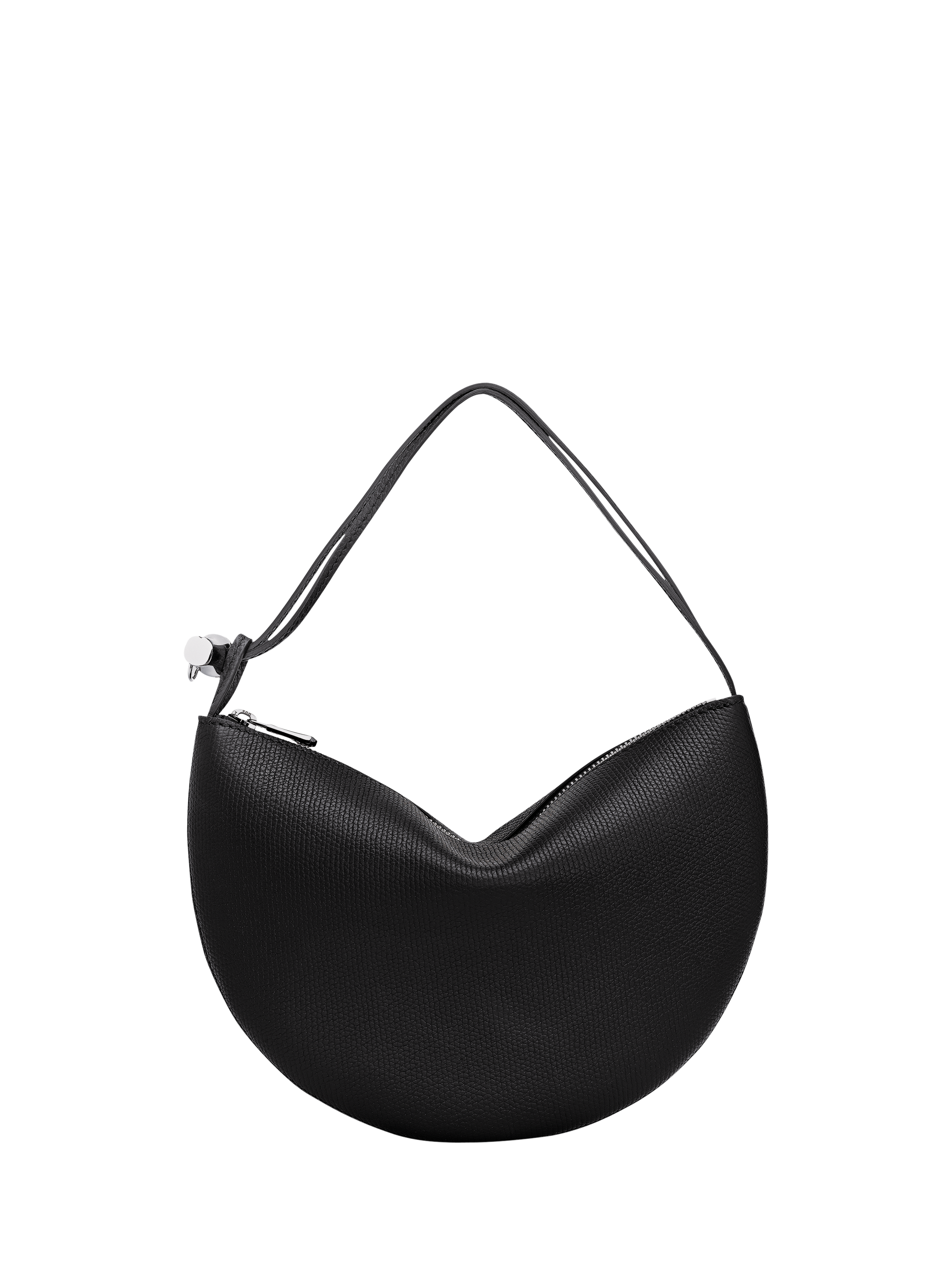 Product image 1 of 5, which shows Longchamp Le Roseau Leather Clutch Bag, Black