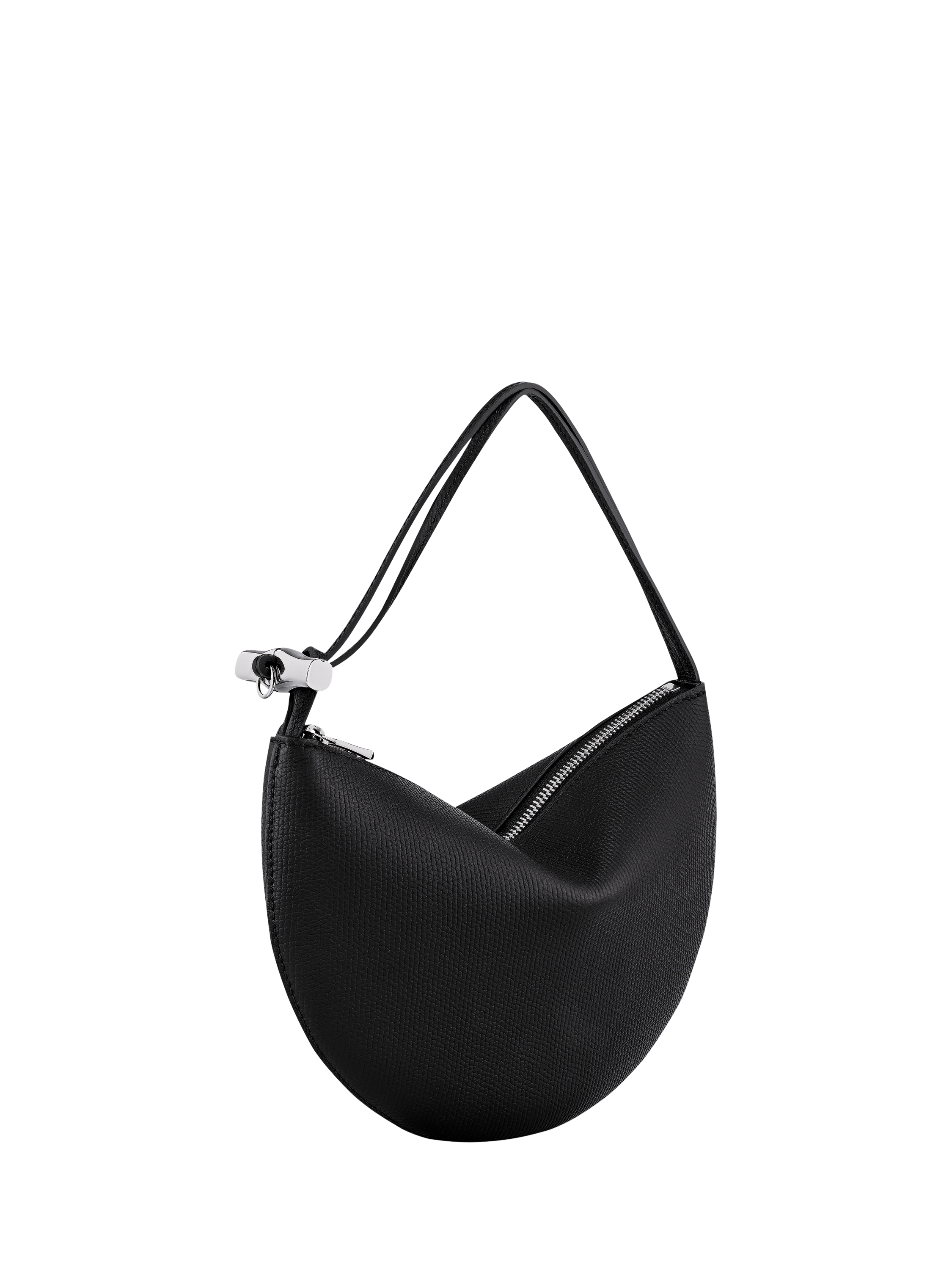 Product image 3 of 5, which shows Longchamp Le Roseau Leather Clutch Bag, Black