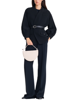 Longchamp Le Roseau Leather Clutch Bag - view 2, Paper