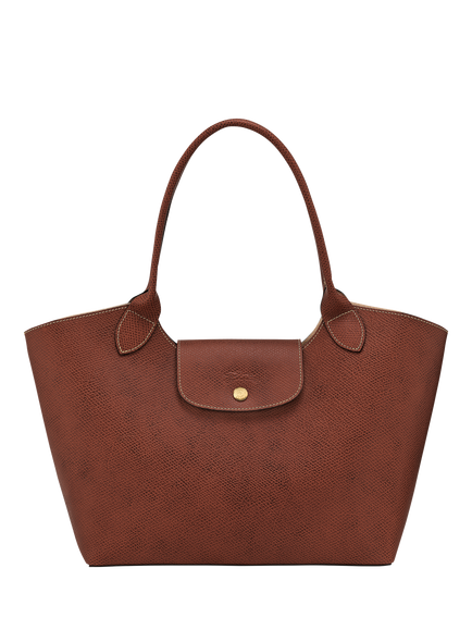 Longchamp Épure Large Leather Shoulder Bag, Brown, Brown