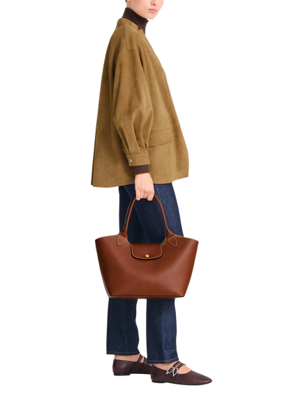 Longchamp Épure Large Leather Shoulder Bag, Brown - view 2, Brown