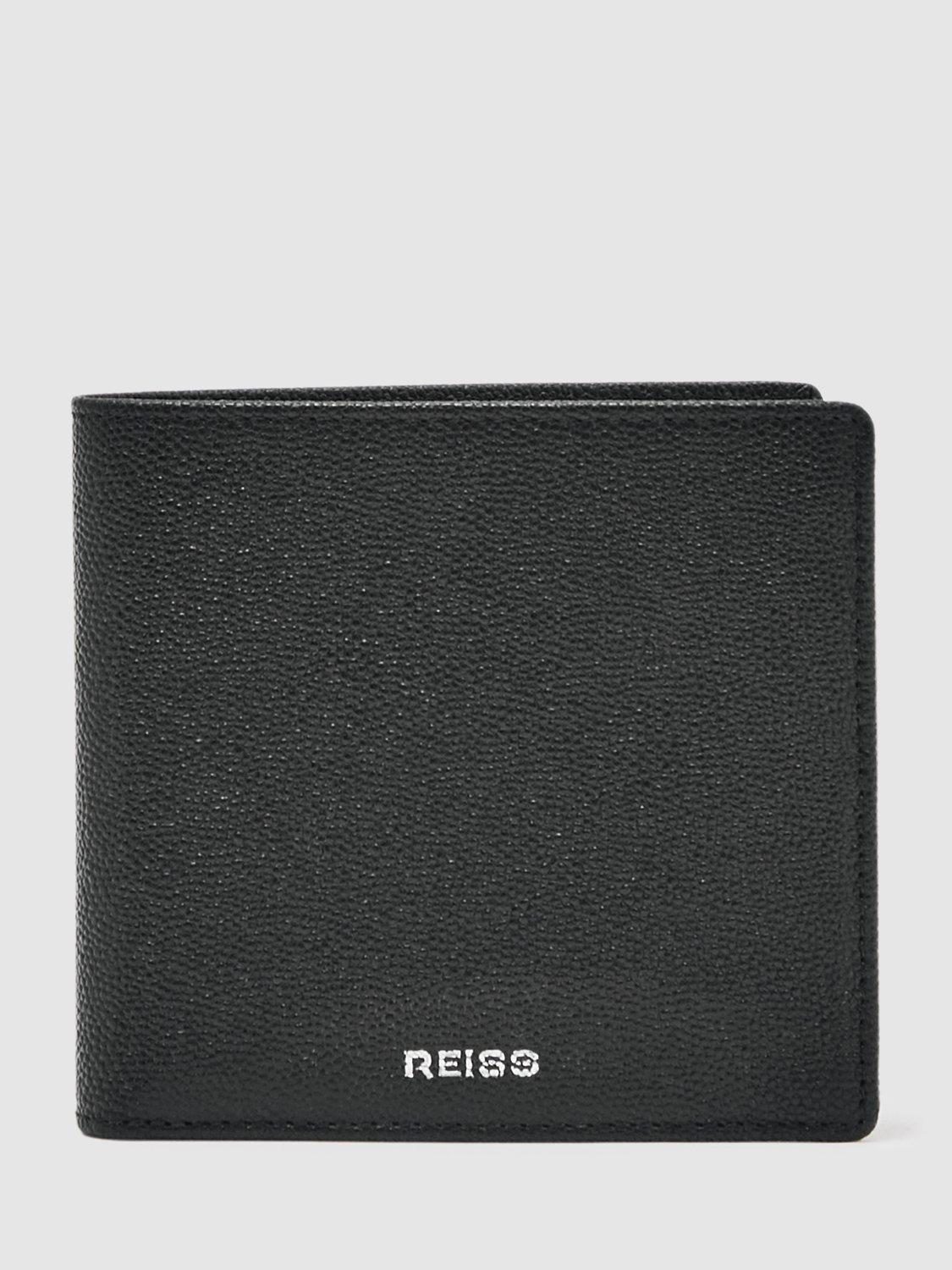 Product image 1 of 4, which shows Reiss Henry Leather Bi-Fold Wallet, Black