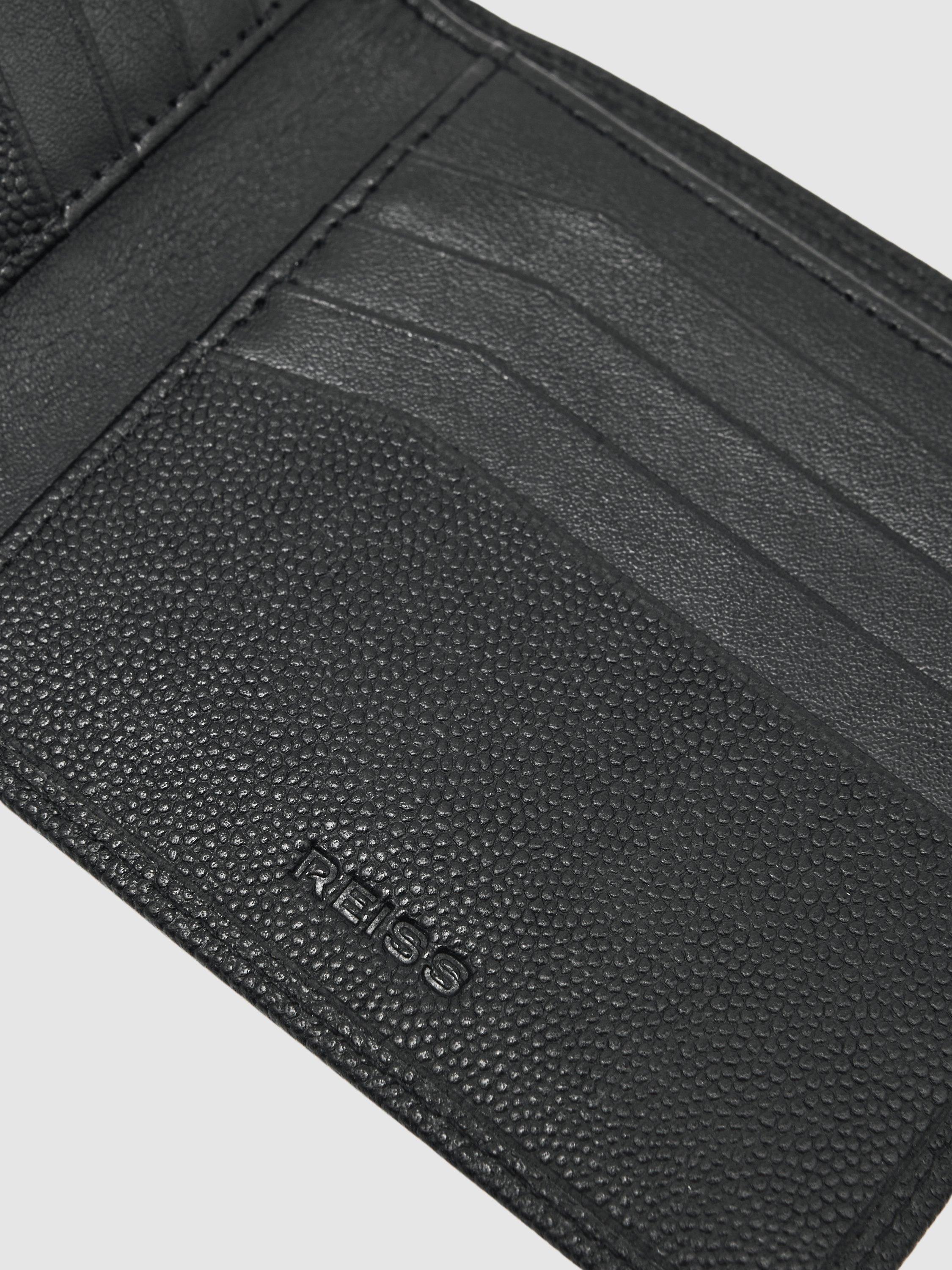 Product image 4 of 4, which shows Reiss Henry Leather Bi-Fold Wallet, Black