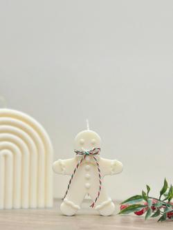 Truly Gingerbread Man Candle, White