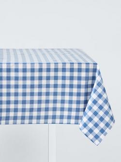 John Lewis Wipe Clean PVC Gingham Print Tablecloth, 180 x 140cm, Blue, Blue