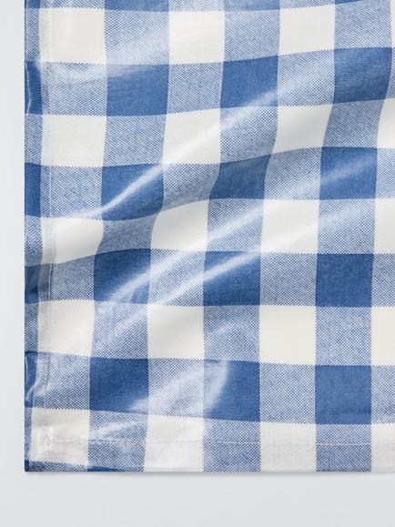 John Lewis Wipe Clean PVC Gingham Print Tablecloth, 180 x 140cm, Blue - view 2, Blue
