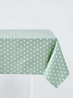 John Lewis Wipe Clean PVC Spot Print Tablecloth, Green, 230 x 140cm, Green