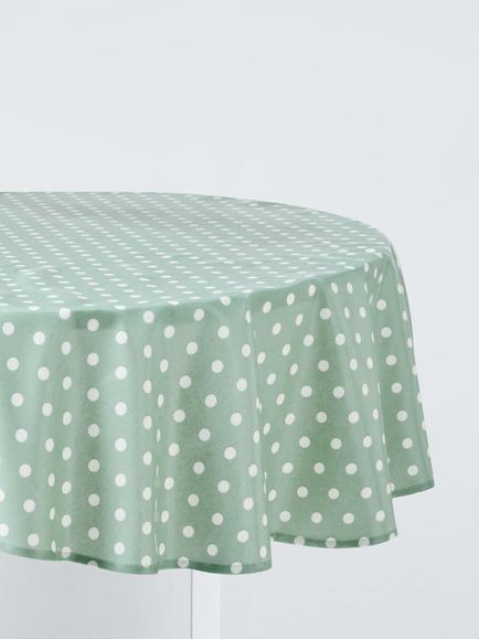 John Lewis Wipe Clean PVC Spot Print Round Tablecloth, 160cm, Green, Green