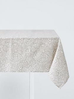 John Lewis Wipe Clean PVC Hidcote Print Tablecloth, 180 x 140cm, Grey, Grey