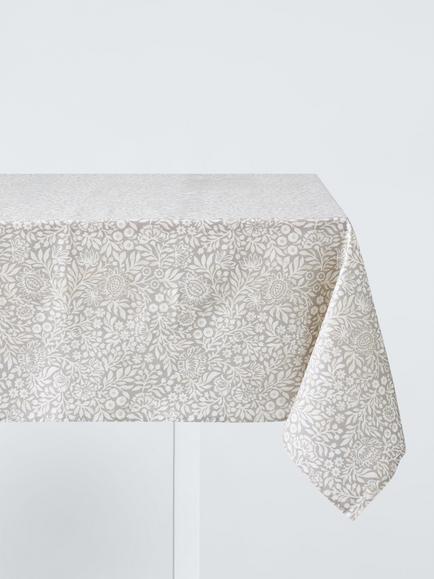 John Lewis Wipe Clean PVC Hidcote Print Tablecloth, 180 x 140cm, Grey, Grey