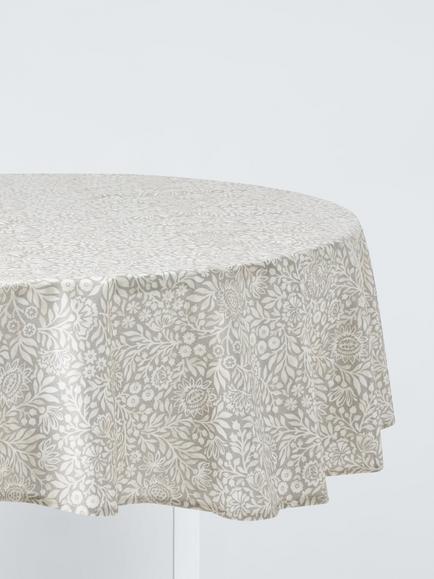 John Lewis Wipe Clean PVC Hidcote Print Round Tablecloth, 160cm, Grey, Grey