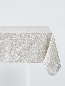 John Lewis Wipe Clean PVC Hidcote Floral Print Tablecloth, Grey, 230 x 140cm, Grey