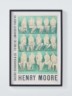 John Lewis Henry Moore Exhibition Poster 'Sculptures et Dessins' Framed Print & Mount, 82.5 x 57cm, Green, Multi