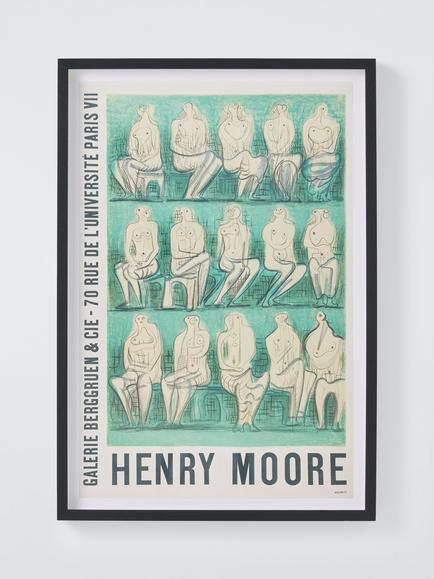 John Lewis Henry Moore Exhibition Poster 'Sculptures et Dessins' Framed Print & Mount, 82.5 x 57cm, Green, Multi