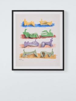 John Lewis Henry Moore 'Eight Reclining Figures' Framed Print & Mount, 67 x 57.5cm, Multi, Multi