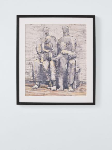 John Lewis Henry Moore 'Family Group' Framed Print & Mount, 62 x 54.5cm, Multi, Multi