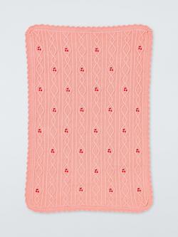 John Lewis Wander Cherry Cable Knit Blanket, Pink - view 2, Pink