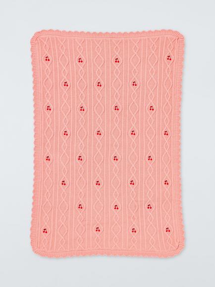 John Lewis Wander Cherry Cable Knit Blanket, Pink - view 2, Pink