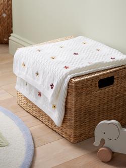 John Lewis Wander Floral Embroidered Blanket, Natural - view 2, Natural