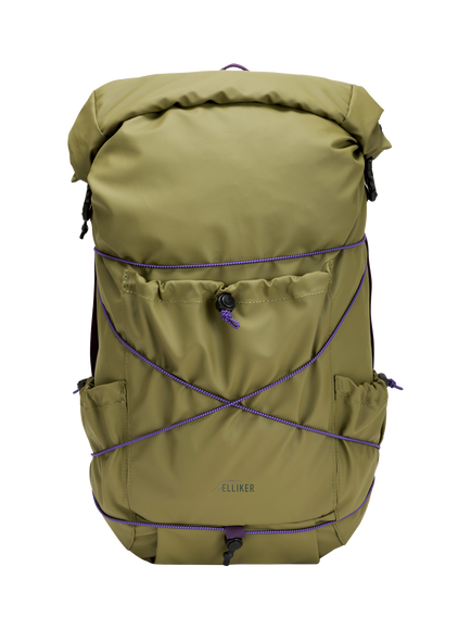 ELLIKER Buckden Roll Top Expandable Backpack, 24/35L, Khaki