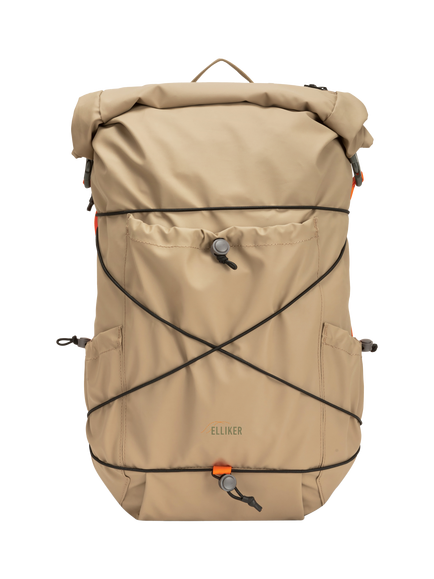 ELLIKER Buckden Roll Top Expandable Backpack, 24/35L, Sand