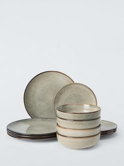 John Lewis Artisan Stoneware Dinnerware Set, 12 Piece, Natural, Natural