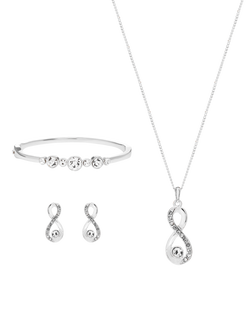 Jon Richard Crystal Infinity Jewellery Set, Silver, 