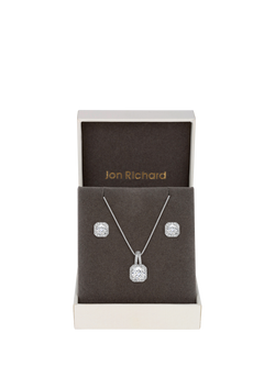 Jon Richard Necklace and Earring Jewellery Set, Silver - view 2, 