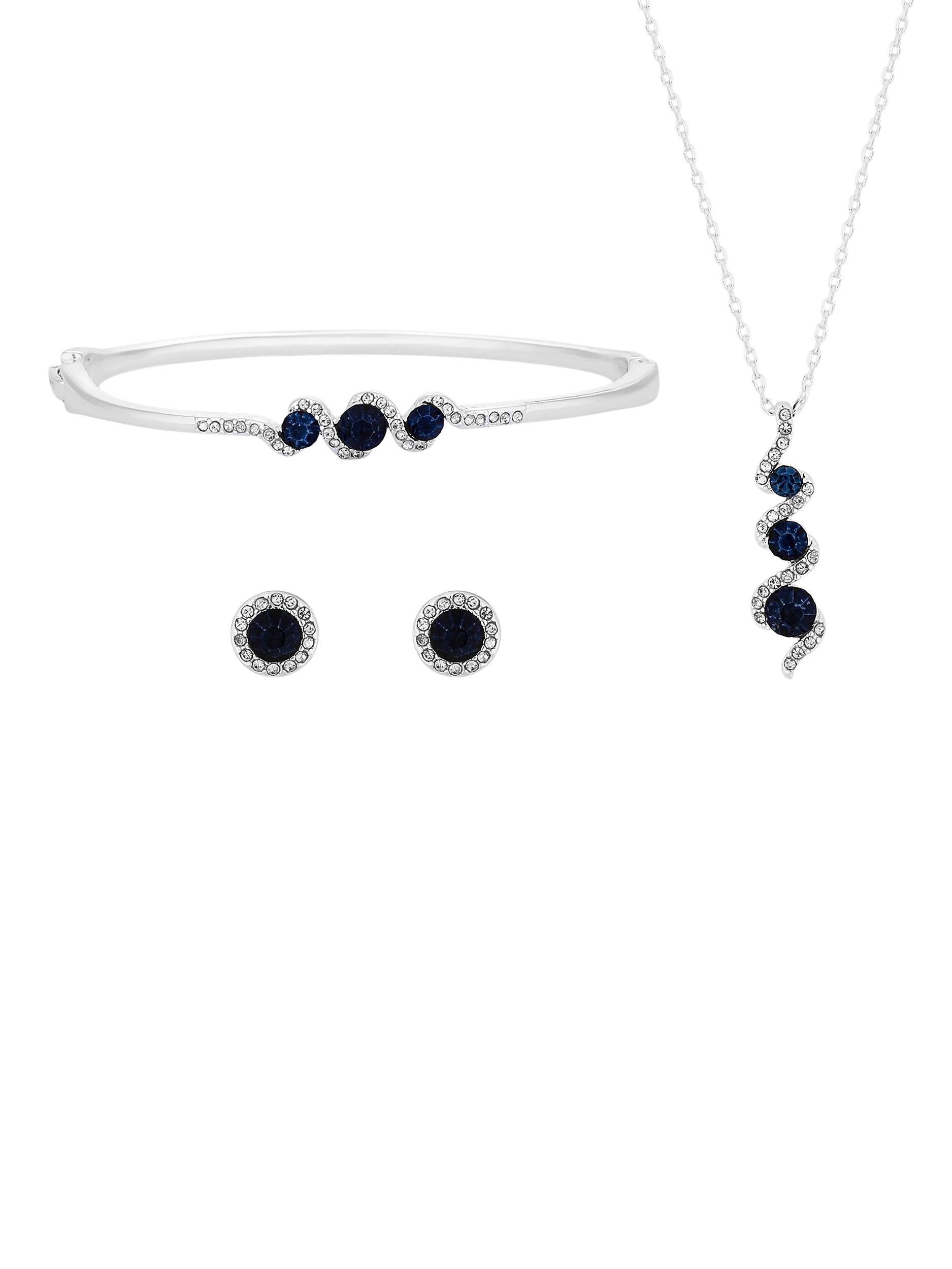 Product image 1 of 3, which shows Jon Richard Sapphire and Crystal Twist Drop Gift Set
