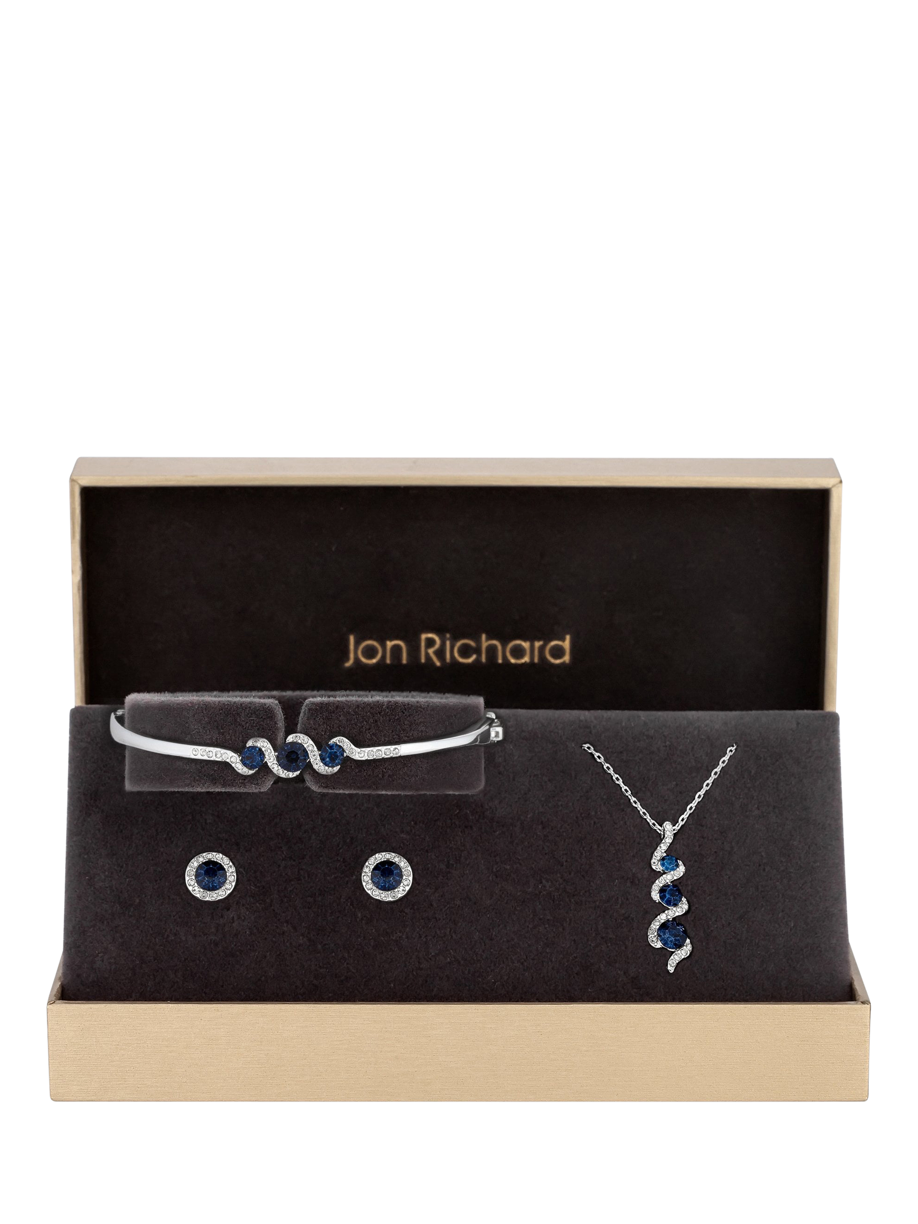 Product image 2 of 3, which shows Jon Richard Sapphire and Crystal Twist Drop Gift Set