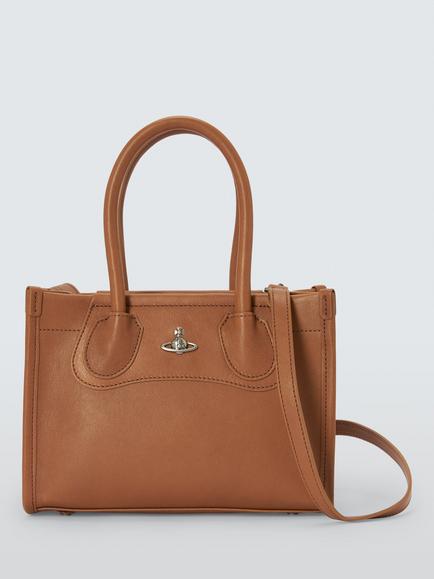 Vivienne Westwood Troy Small Tote Crossbody Bag, Honey, Honey/Dark Silver