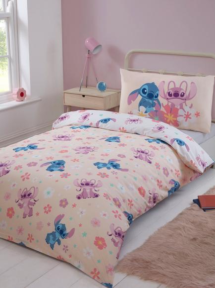 Disney Lilo & Stitch Reversible Duvet Cover & Pillowcase Set, Single, Natural
