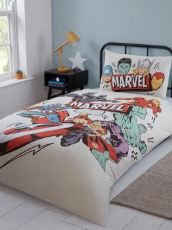 Marvel Avengers Reversible Duvet Cover & Pillowcase Set, Single, Natural
