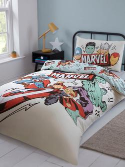 Marvel Avengers Reversible Duvet Cover & Pillowcase Set, Single - view 2, Natural