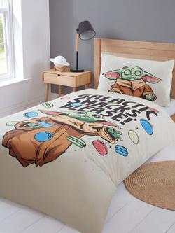 Star Wars The Mandalorian Reversible Duvet Cover & Pillowcase Set, Single, Natural