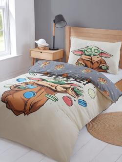 Star Wars The Mandalorian Reversible Duvet Cover & Pillowcase Set, Single - view 2, Natural