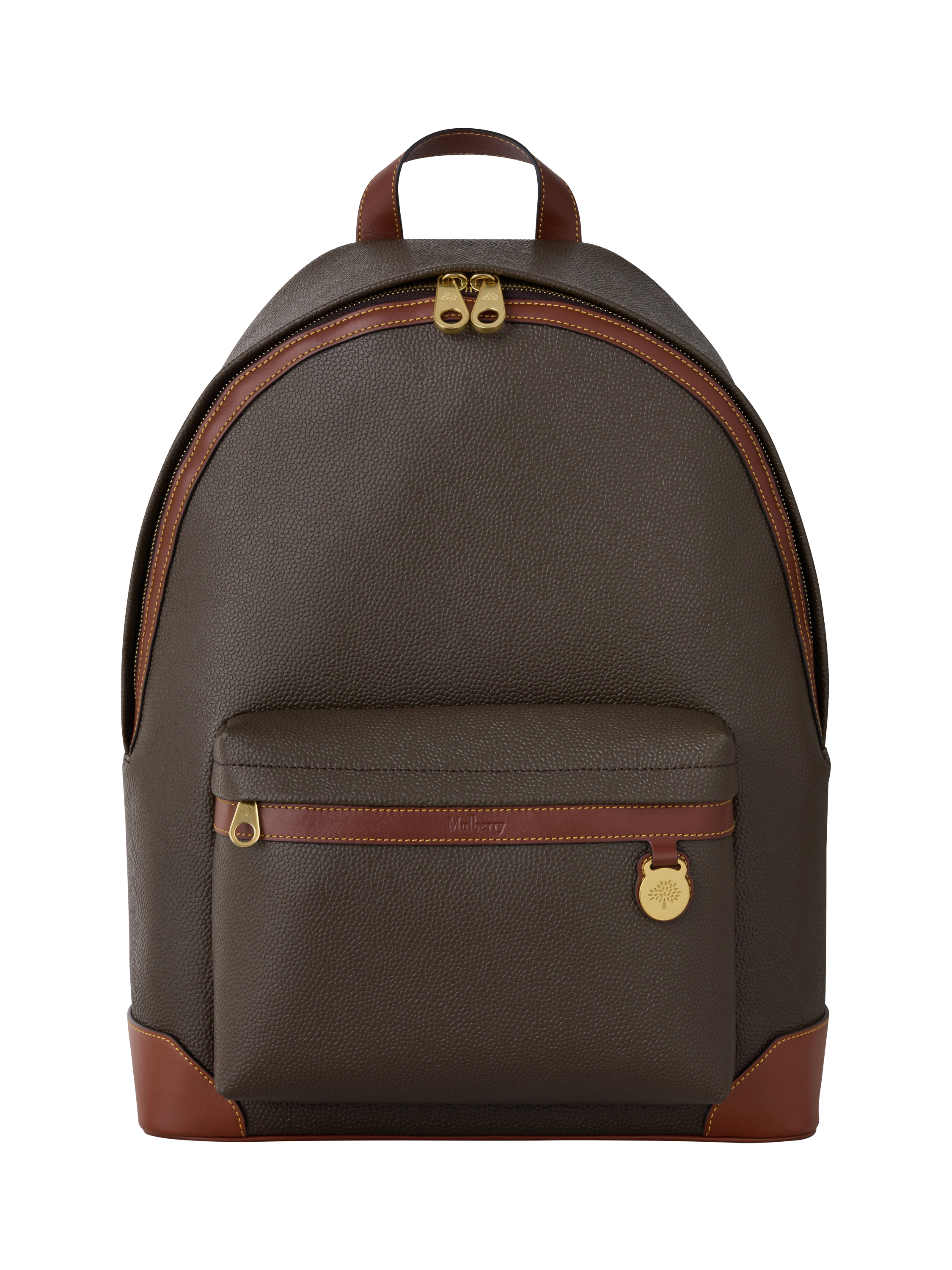 Product image 1 of 5, which shows Mulberry Heritage Leather Backpack, Mole & Cognac