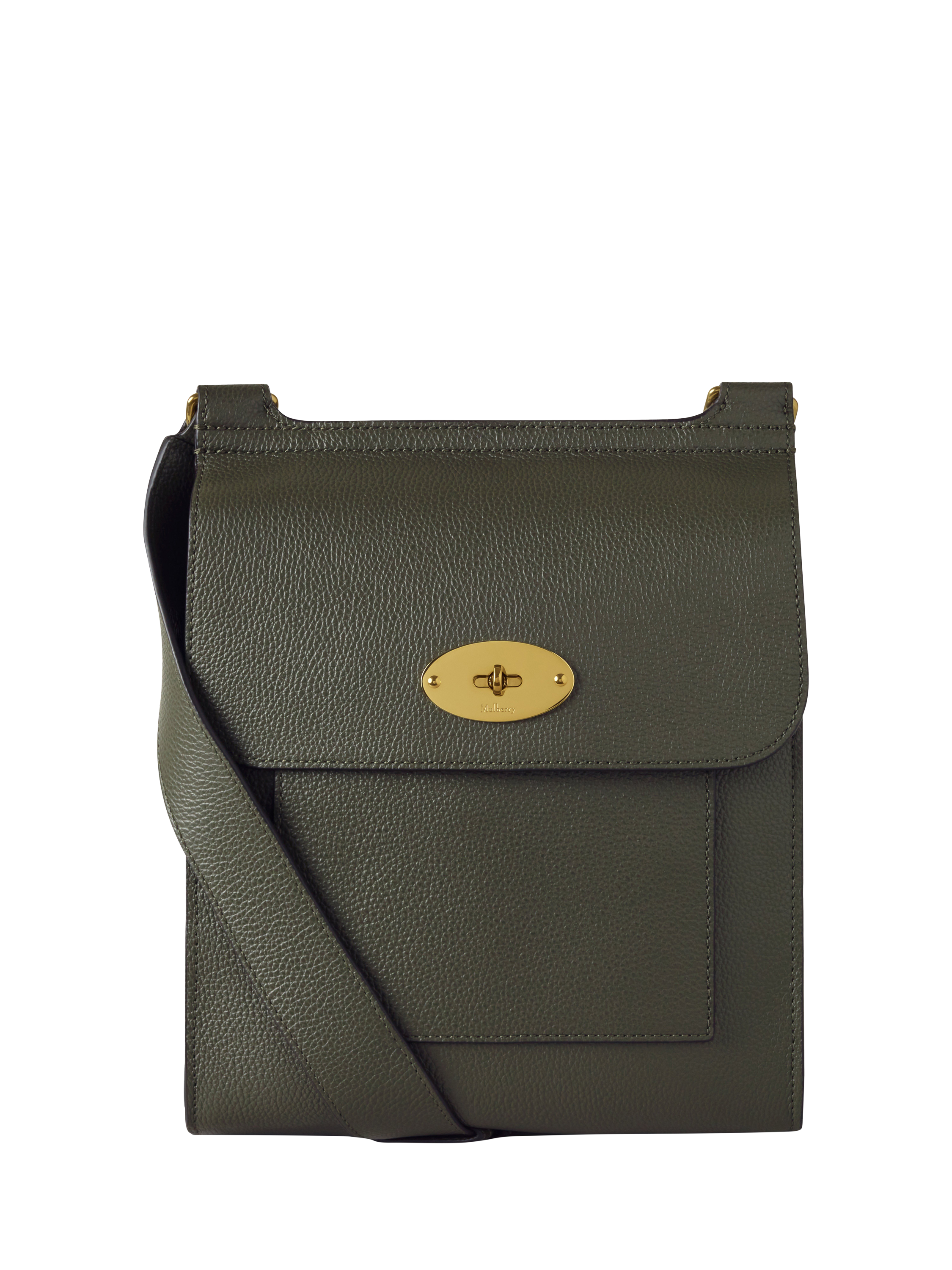 Product image 1 of 5, which shows Mulberry Antony Small Leather Crossbody Bag, Juniper Green