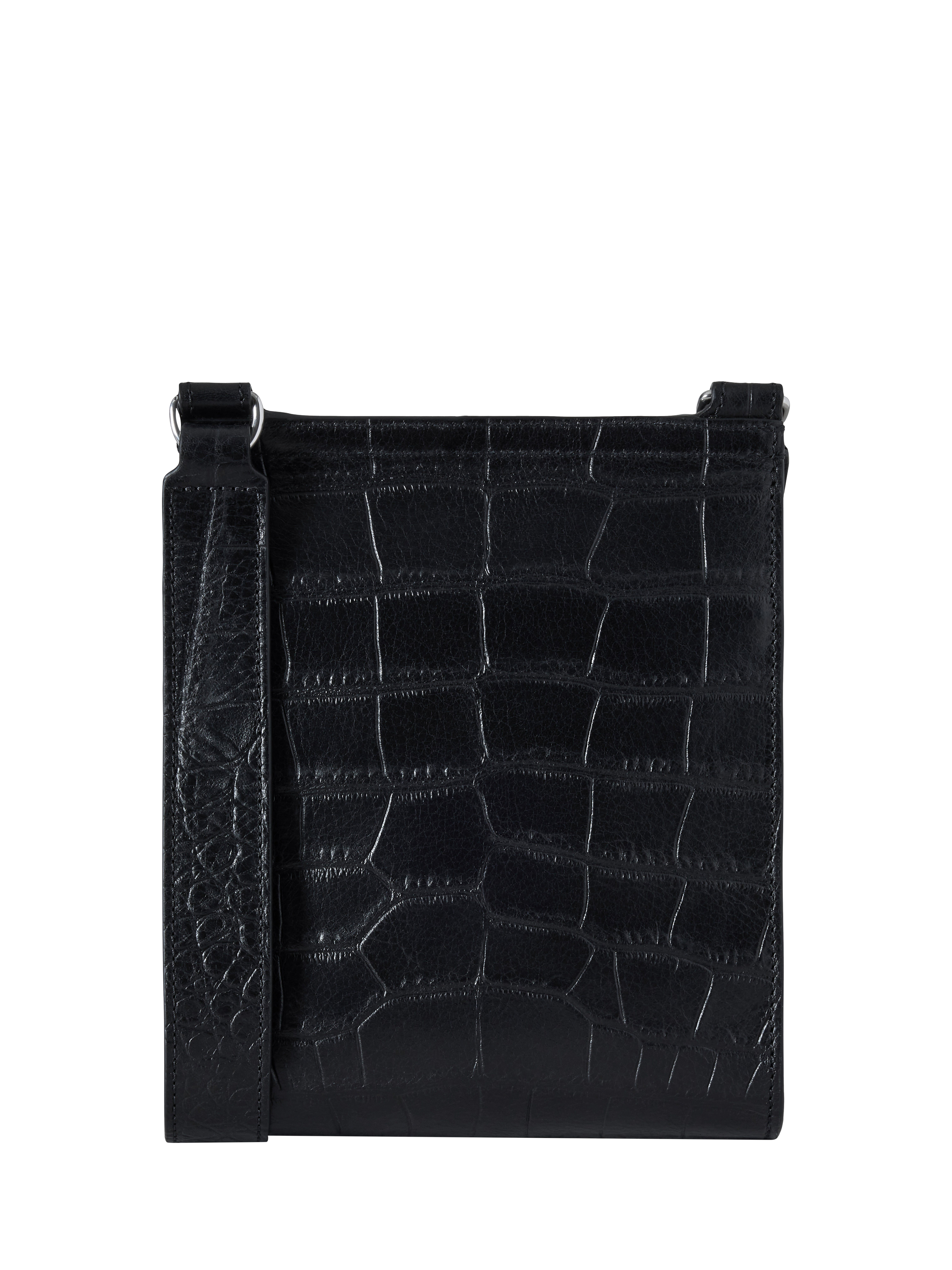 Product image 2 of 5, which shows Mulberry Small Antony Croc Leather Messenger Bag, Black