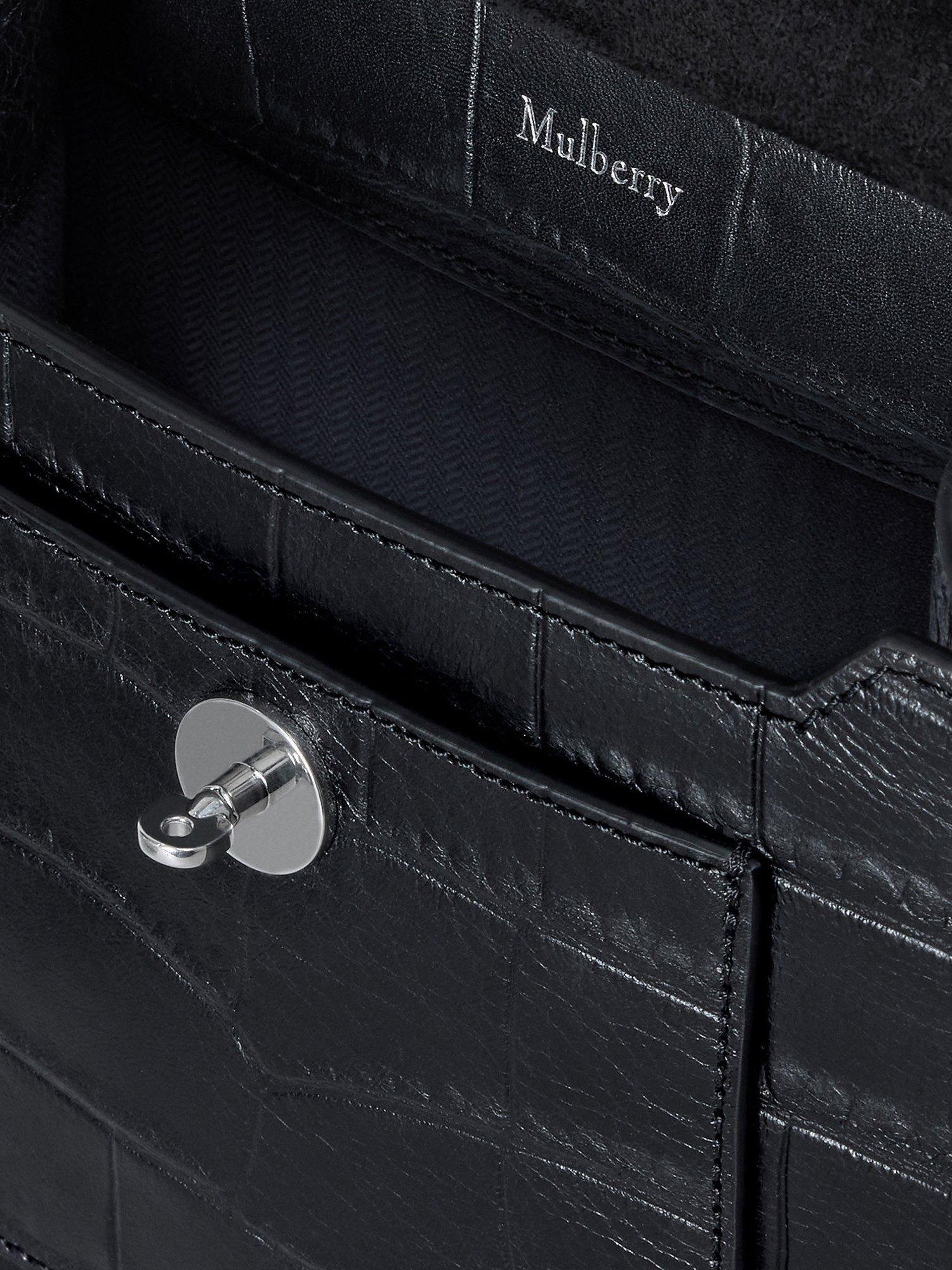 Product image 5 of 5, which shows Mulberry Small Antony Croc Leather Messenger Bag, Black