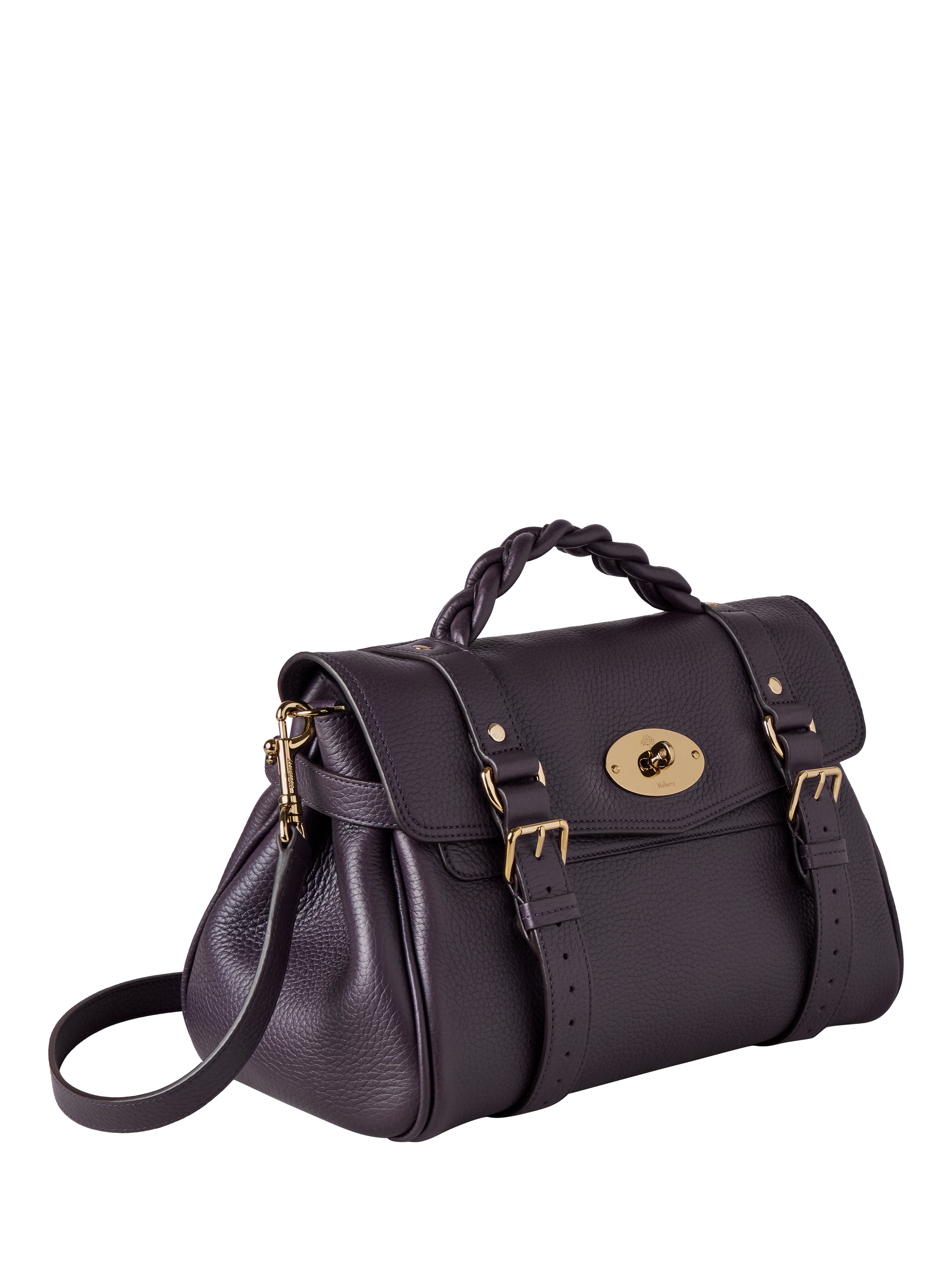 Product image 3 of 5, which shows Mulberry Alexa Heavy Grain Leather Shoulder Bag, Deep Aubergine
