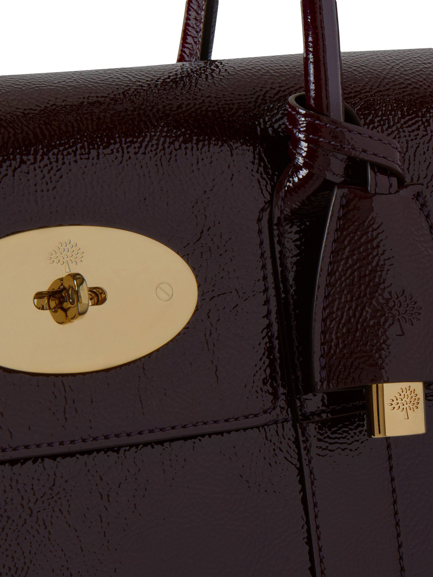 Mulberry Bayswater Patent Leather Shoulder Bag, Deep Aubergine